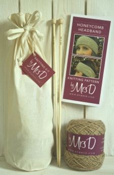 Click here to purchase your by Mrs D Honeycomb Headband knitting kit